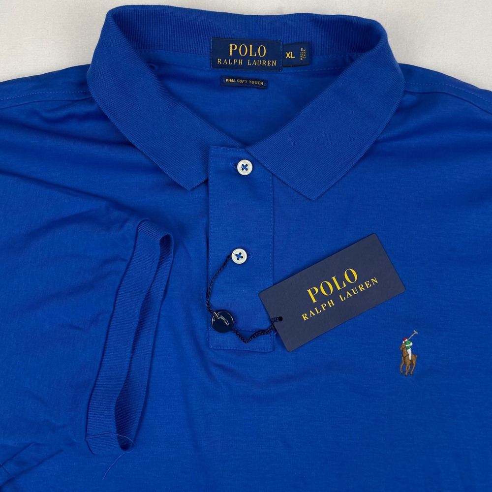 Polo Ralph Lauren Mens XL Pima Soft Touch Cotton Polo Shirt Royal Blue New